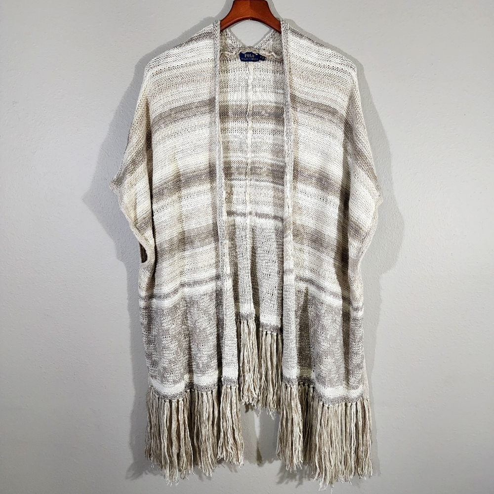 POLO RALPH LAUREN Knit Fringe Poncho Cardigan
